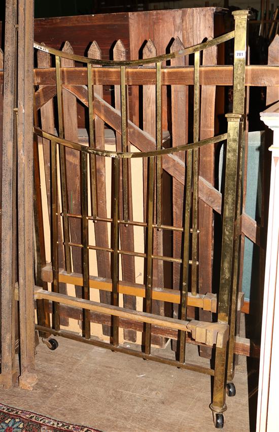 Late 19th century brass single bed and ends